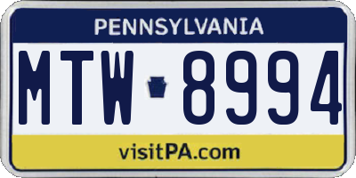 PA license plate MTW8994