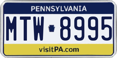 PA license plate MTW8995