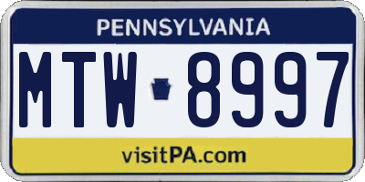 PA license plate MTW8997