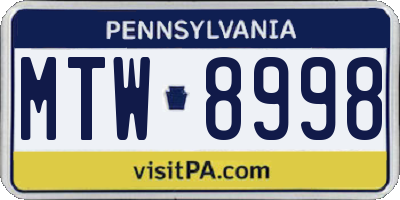 PA license plate MTW8998