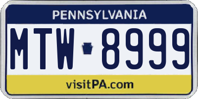 PA license plate MTW8999