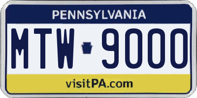 PA license plate MTW9000