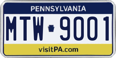 PA license plate MTW9001