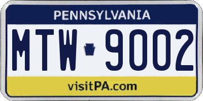 PA license plate MTW9002