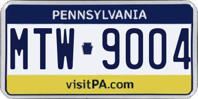 PA license plate MTW9004