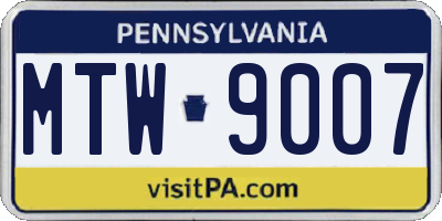 PA license plate MTW9007
