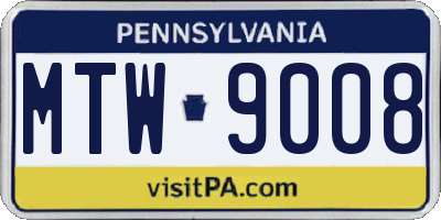 PA license plate MTW9008