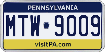PA license plate MTW9009
