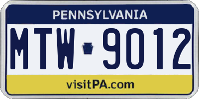 PA license plate MTW9012