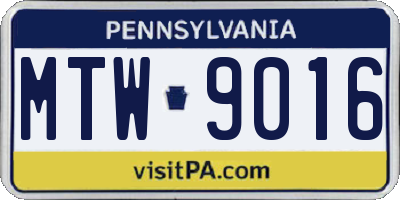 PA license plate MTW9016