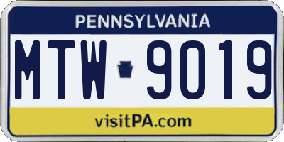PA license plate MTW9019