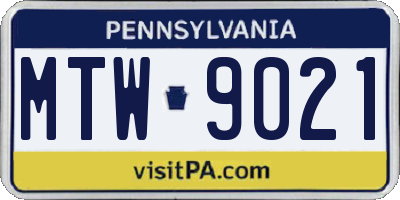 PA license plate MTW9021