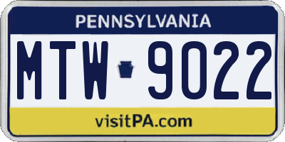 PA license plate MTW9022