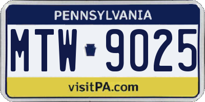 PA license plate MTW9025