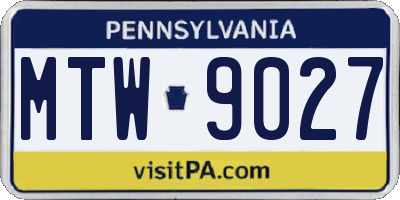 PA license plate MTW9027