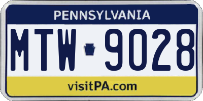 PA license plate MTW9028