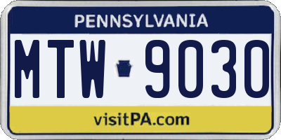 PA license plate MTW9030