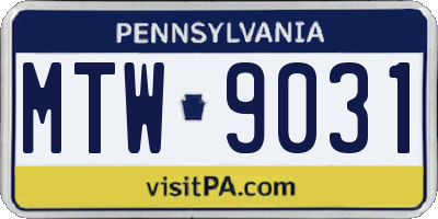 PA license plate MTW9031
