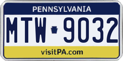 PA license plate MTW9032