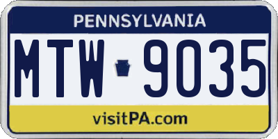 PA license plate MTW9035