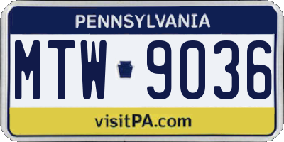 PA license plate MTW9036