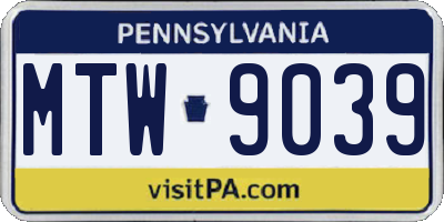PA license plate MTW9039