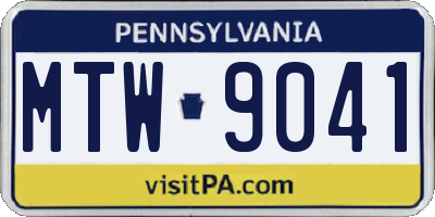 PA license plate MTW9041