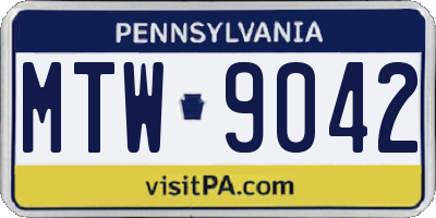 PA license plate MTW9042