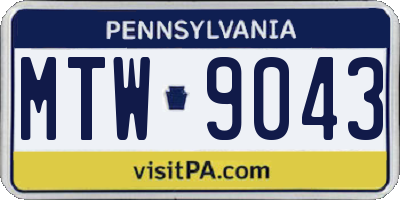 PA license plate MTW9043