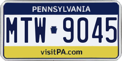 PA license plate MTW9045