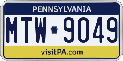 PA license plate MTW9049