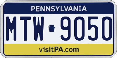 PA license plate MTW9050