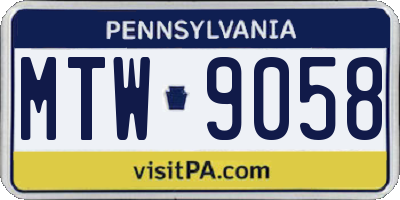 PA license plate MTW9058
