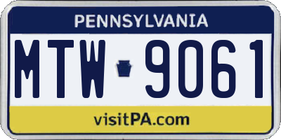 PA license plate MTW9061