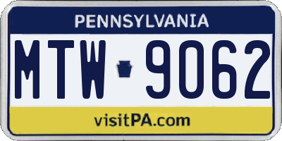 PA license plate MTW9062