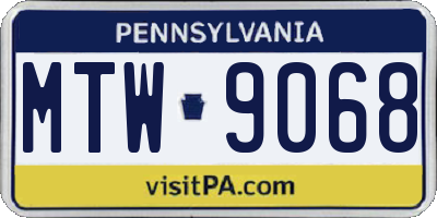 PA license plate MTW9068