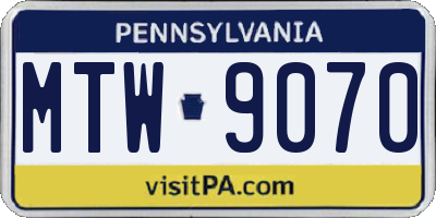 PA license plate MTW9070
