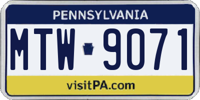 PA license plate MTW9071