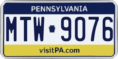 PA license plate MTW9076