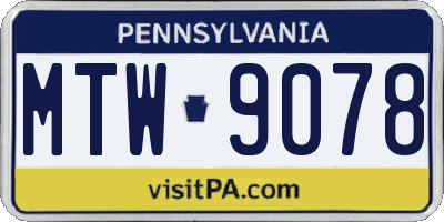PA license plate MTW9078