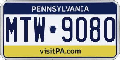 PA license plate MTW9080