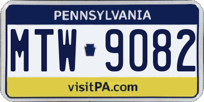 PA license plate MTW9082
