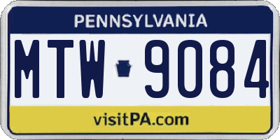 PA license plate MTW9084