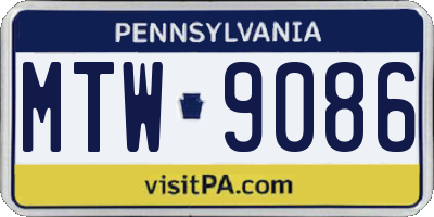 PA license plate MTW9086