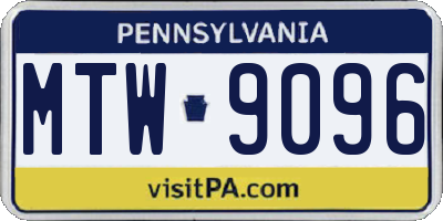 PA license plate MTW9096