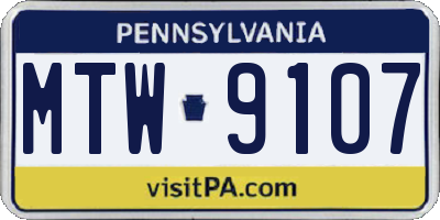 PA license plate MTW9107