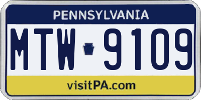 PA license plate MTW9109