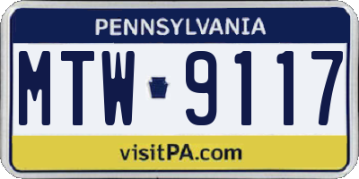 PA license plate MTW9117