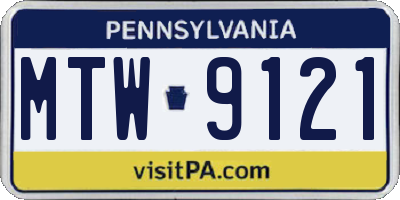 PA license plate MTW9121