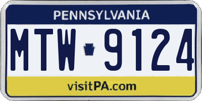 PA license plate MTW9124